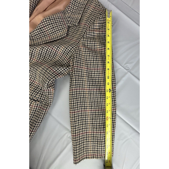 Cross Country Fashions Plaid Houndstooth Blazer Womens 12P Brown Wool Blend - Picture 13 of 16